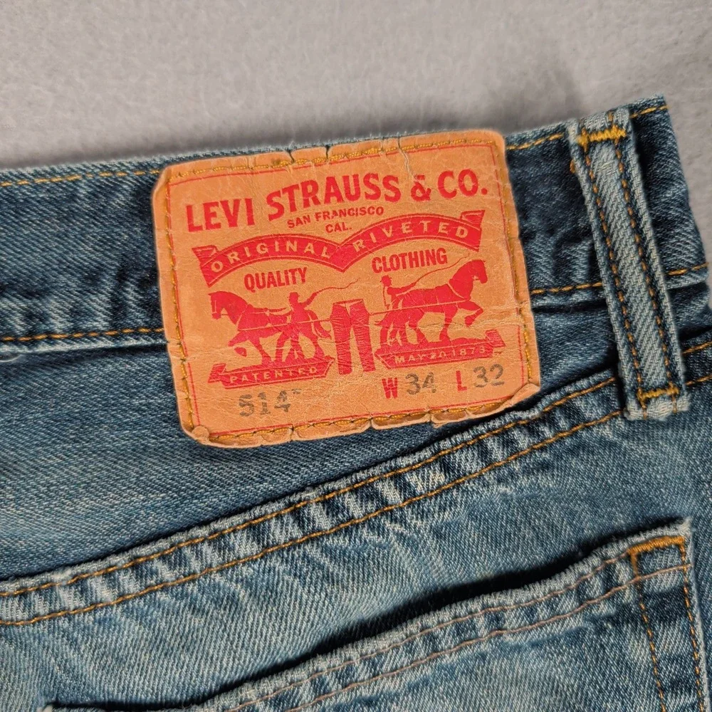 Levi's 514 Jeans Mens 34x32 Blue Straight Fit Denim Workwear Casual Everyday